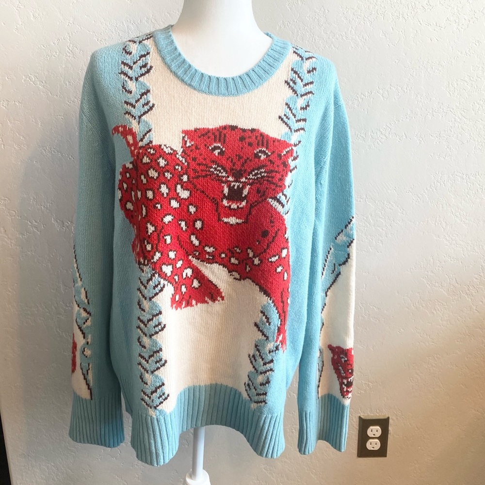 Authentic Blue Gucci Sweater with Red Tiger